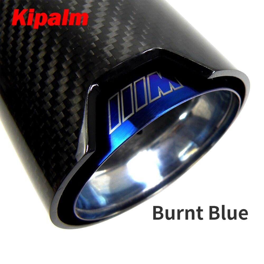 Universal M LOGO Carbon Fiber Exhaust Tips for M Performance Exhaust Pipe for BMW Muffler Tail Pipe 120mm Length M3 M4 M5