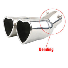Load image into Gallery viewer, 1PC Universal Dual Exhaust Pipe Muffler Bolt-On Heart Shape Straight Edge Stainless Steel Outlet Nozzle