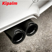Load image into Gallery viewer, Dual Carbon Fiber + Black Stainless Steel Universal M performance Carbon Fiber Exhaust Tips End Pipes Muffler tips for BMW