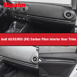 Kipalm Carbon Fibre Interior Trims Stickers of Dash Board & Door Trim Strips for Audi A3/S3/RS3 (8V) 2014-2018