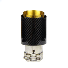 Load image into Gallery viewer, Car Universal Golden Inner Pipe Glossy Black Twill Carbon Fiber Exhaust Muffler Tip Tail Pipe For BMW BENZ AUDI Car Accessories