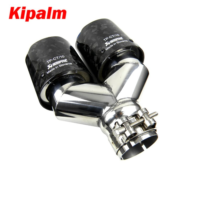 Kipalm Forged Carbon Fiber Dual Tips Exhaust Pipe Muffler Tip with Blue Burnt Stainless Steel Inner Pipe Muffler Cutter