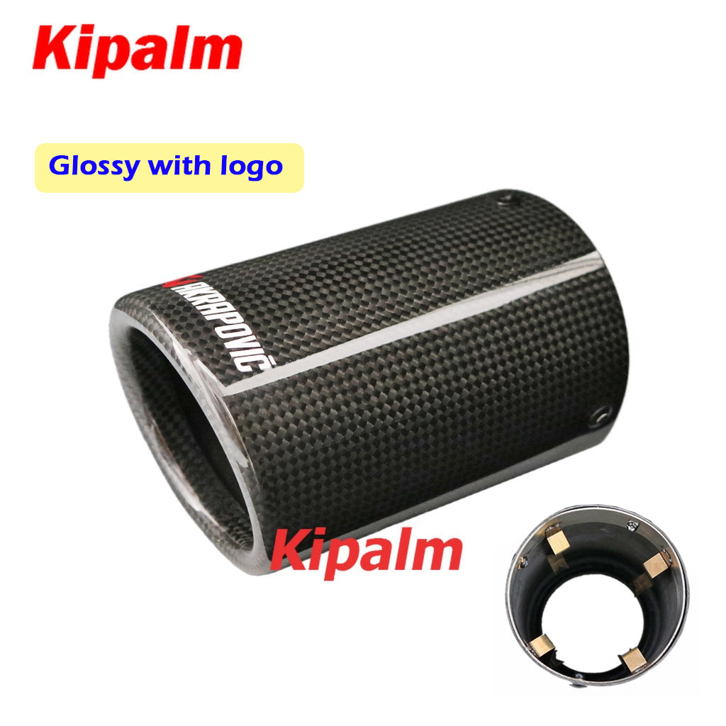 1PC Akrapovic Case Car Universal Pipe Carbon Fiber Cover Exhaust Muffler Pipe Tip Housing with Spring Buckle Clip