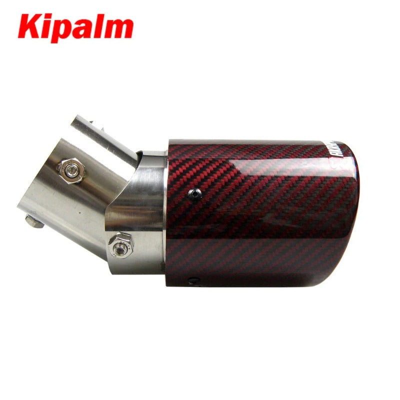 Kipalm Red Angle Adjustable Akrapovic Tips Carbon Fibre Car Exhaust Pipe Curly Edge muffler for Kicks Livina Juke Sentra Teana