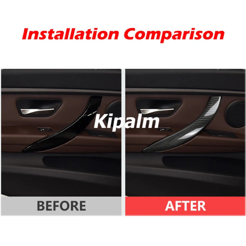 Car Interior F30 F32 F34 F35 F36 Carbon Fiber Inside Door Handle Sticker For BMW