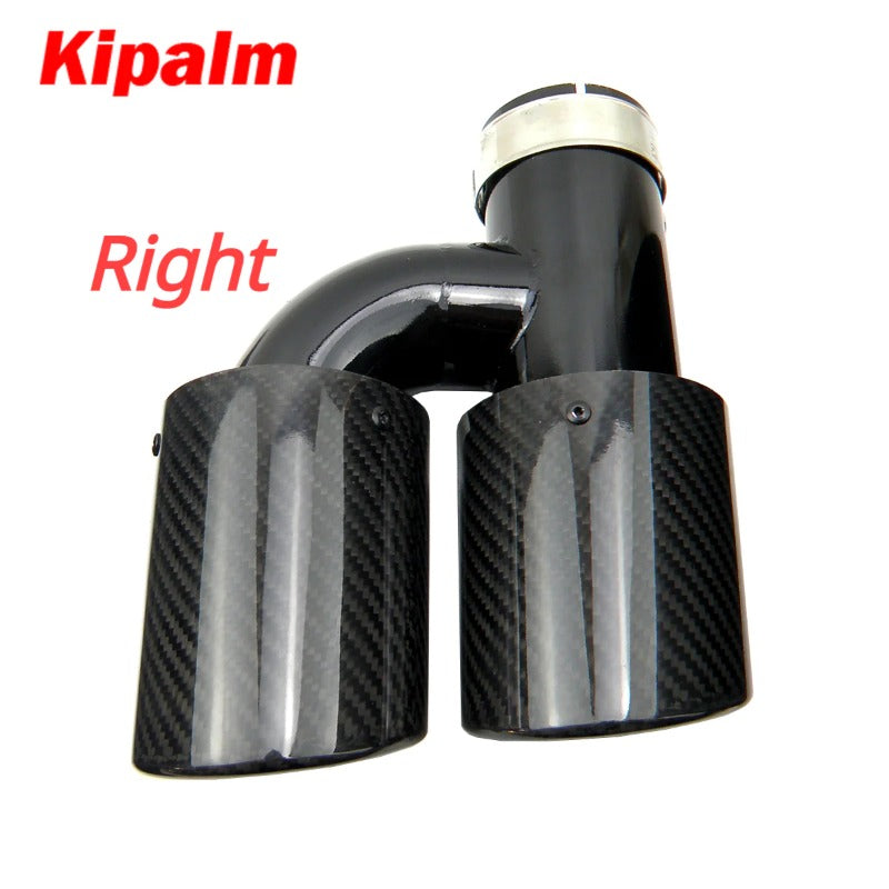 Kipalm h Style Dual Oval Carbon Fiber Exhaust Tip Muffler Tail Pipe Audi A4 A5 A6 A7 Modified to S4 S5 S6 S7 Curly Edge