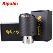 Load image into Gallery viewer, CARMON Twill Weave Matte Carbon Fiber Exhaust Pipe Straight Edge with Blue Burnt Stainless Steel Muffler Tip Tailpipe