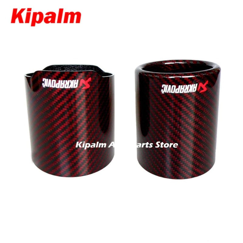 Akrapovic Logo Car Universal Exhaust Pipe Red and Twill Carbon Fiber Cover Exhaust Muffler Pipe Tip case Exhaust Tip housing