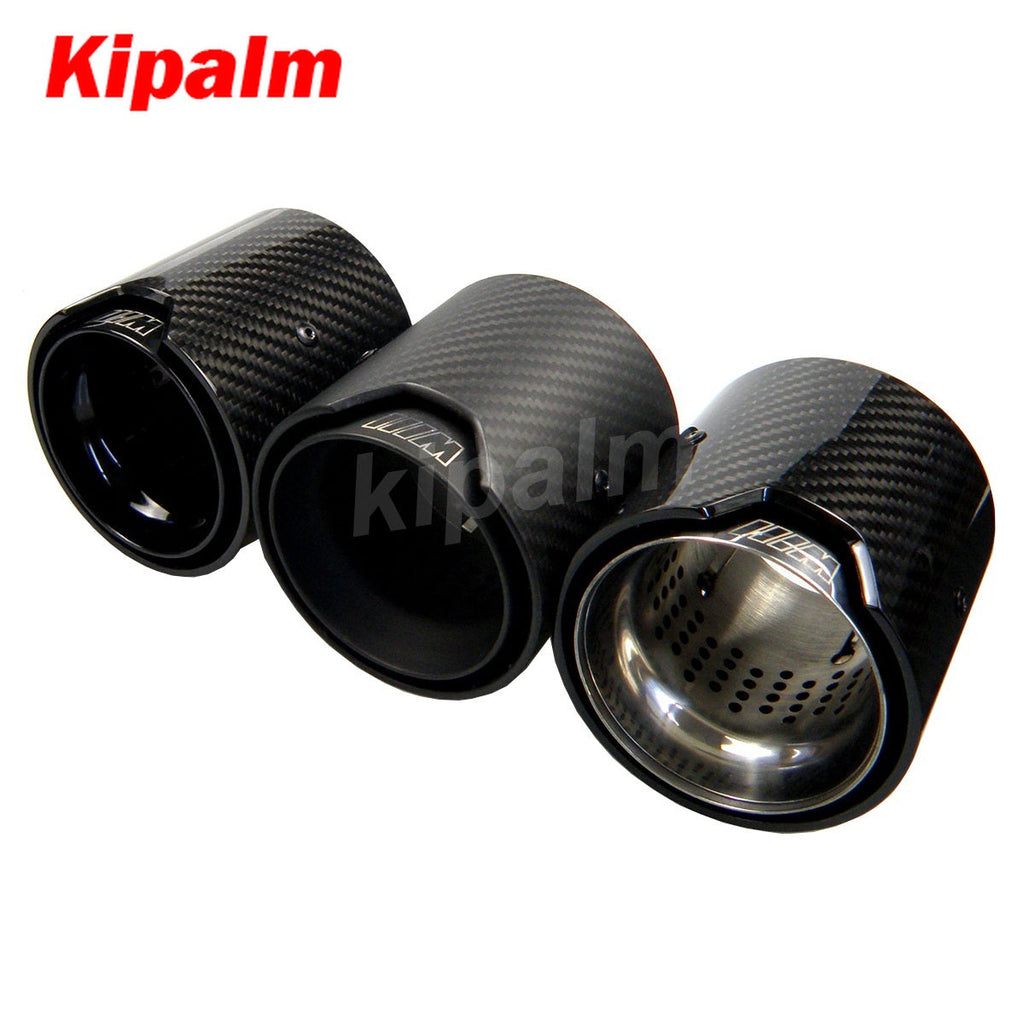 1PCS Universal M LOGO Carbon Fiber Exhaust Tips for M Performance Exhaust Pipe for BMW Muffler Tail Pipe 90mm Length