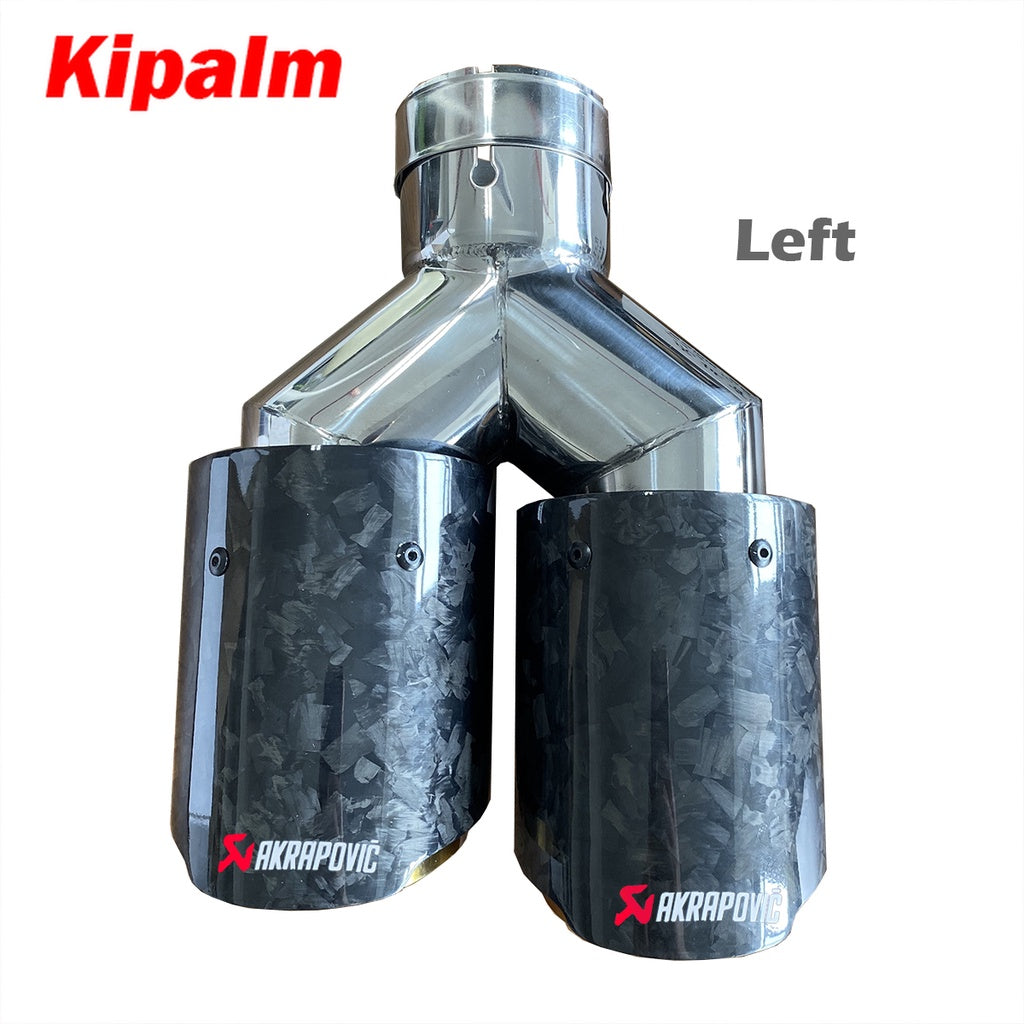 Kipalm Dual Forging Carbon Fiber Exhaust Pipe Muffler Tip with Golden Chrome Stainless Steel Inner Pipe