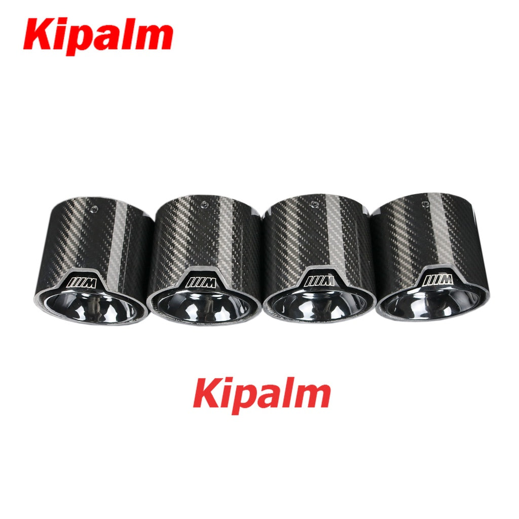 4pcs Black Coated Stainless Steel Glossy Finish Carbon Fiber Exhaut Tip Pipe Tail Ends Fits for BMW M3 G80 M4 G82 G83