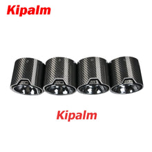 Load image into Gallery viewer, 4pcs Black Coated Stainless Steel Glossy Finish Carbon Fiber Exhaut Tip Pipe Tail Ends Fits for BMW M3 G80 M4 G82 G83