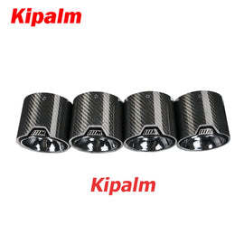 4pcs Black Coated Stainless Steel Glossy Finish Carbon Fiber Exhaut Tip Pipe Tail Ends Fits for BMW M3 G80 M4 G82 G83