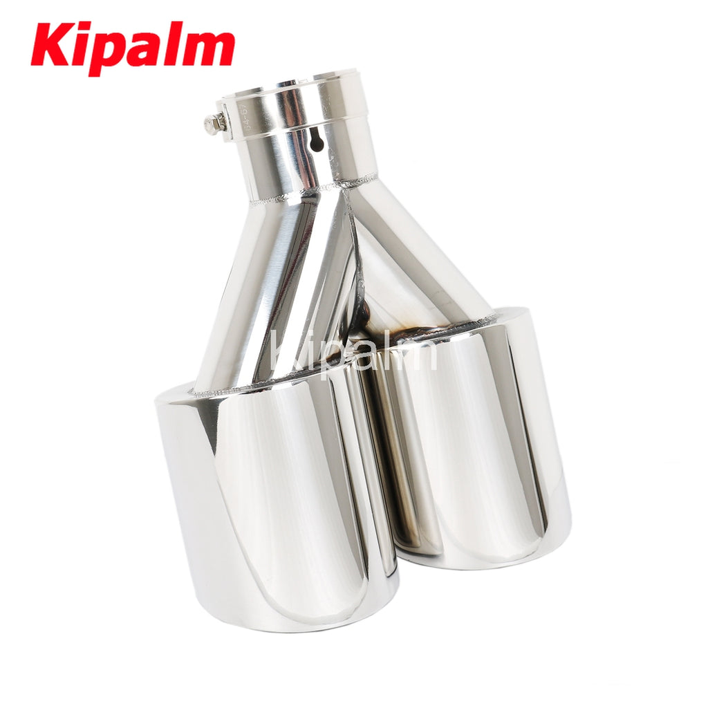 1PC Dual Mirror Polished Stainless Universal Car Twin Exhaust System Pipes Double End Muffler Tips