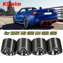 Load image into Gallery viewer, Black Coated Stainless Steel Glossy Carbon Fiber Exhaut Tip Pipe Tail Ends Fits for BMW M3 G80 M4 G82 G83 2020+