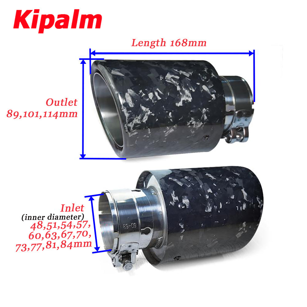 1pcs Forged Carbon Fiber Rolled-edge Tailpipe Exhaust Tip SUS304 Stainless Steel Muffler Pipe Without Logo