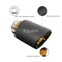 Load image into Gallery viewer, Matte Carbon with Gold Pipe Exhaust Muffler Tip Exhaust End Pipe Tail Pipe Tip with AK Logo