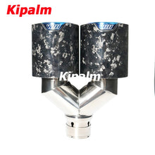 Load image into Gallery viewer, Kipalm Car Muffler Burnt Blue 304 Stainless Steel Y Style Dual Forged Carbon Fiber Exhaust Tip for BMW 430i M4 M5 Ｍ6