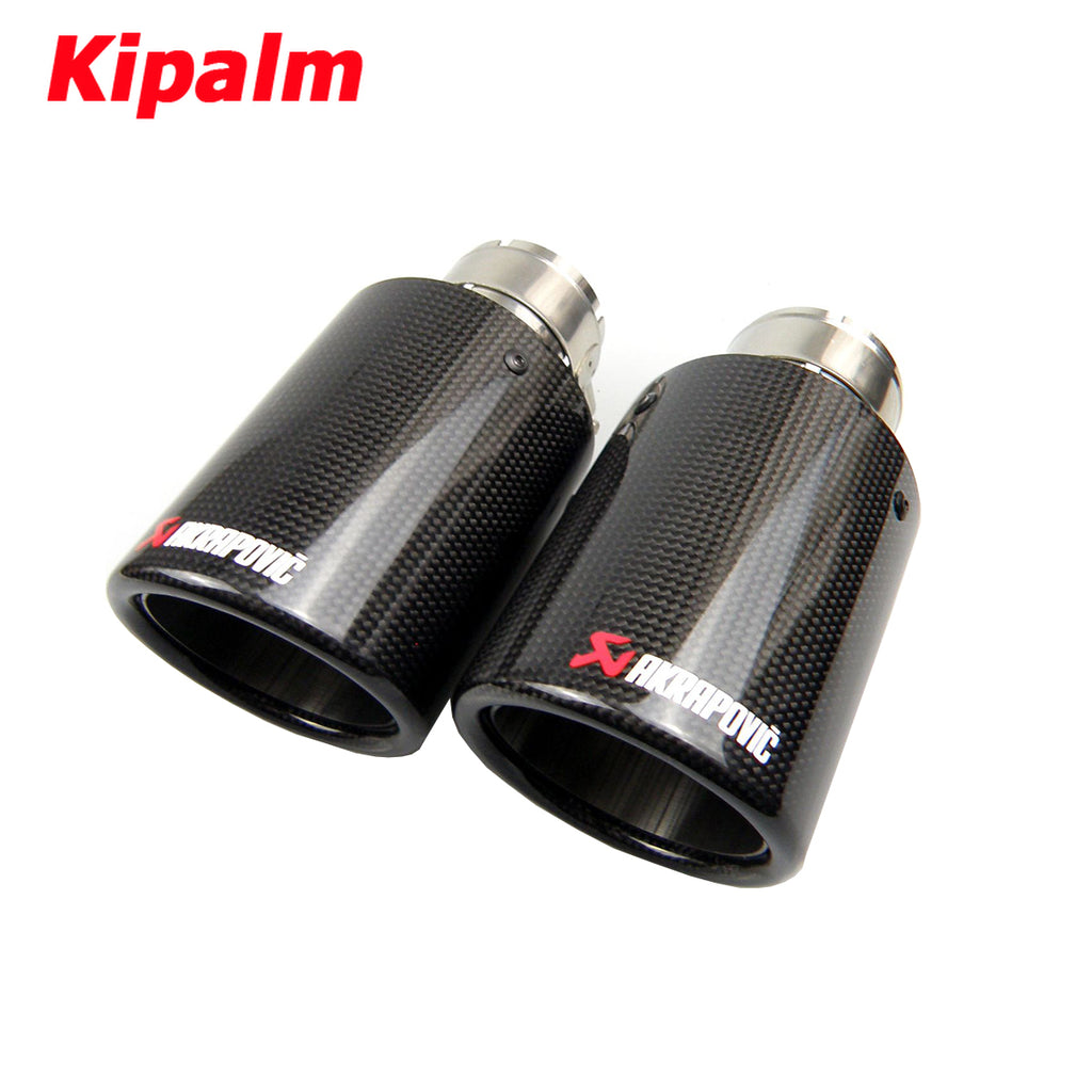 Car Universal Curly Edge Akrapovic Carbon Fiber Exhausts Tip Muffler Tail Pipe For BMW BENZ AUDI VW