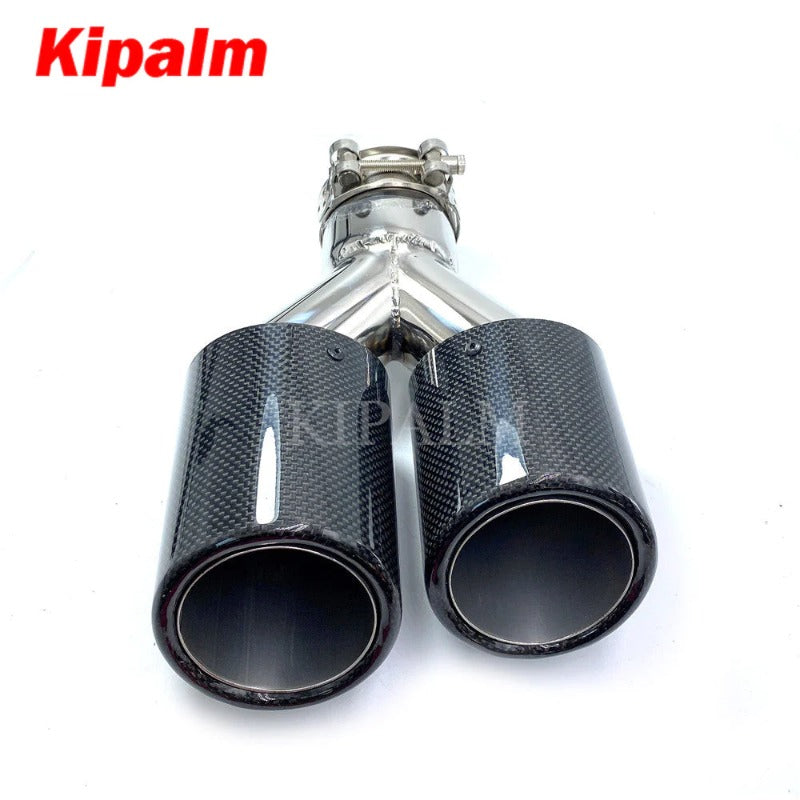 1 Pair Universal Dual Exhaust Pipes Curly Edge Remus Sport Glossy Carbon Fiber Muffler Tips for BMW AUDI GOLF MAZDA