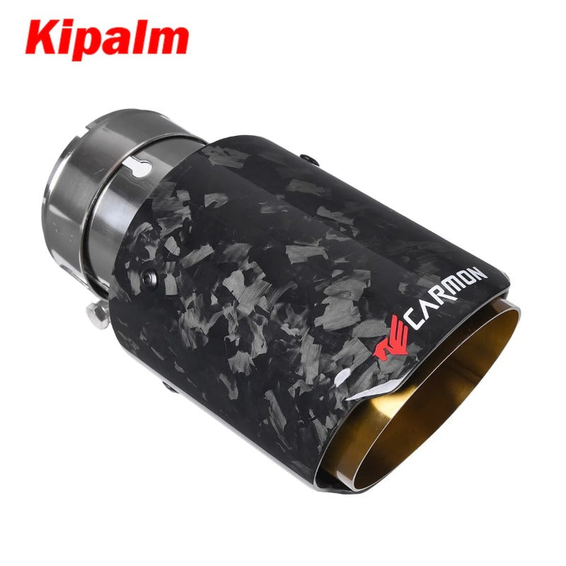 CARMON Forged Carbon Fiber Exhaust Pipe Muffler Tip with Gloden Stainless Steel for Accord BRV HRV CRV Odyssey