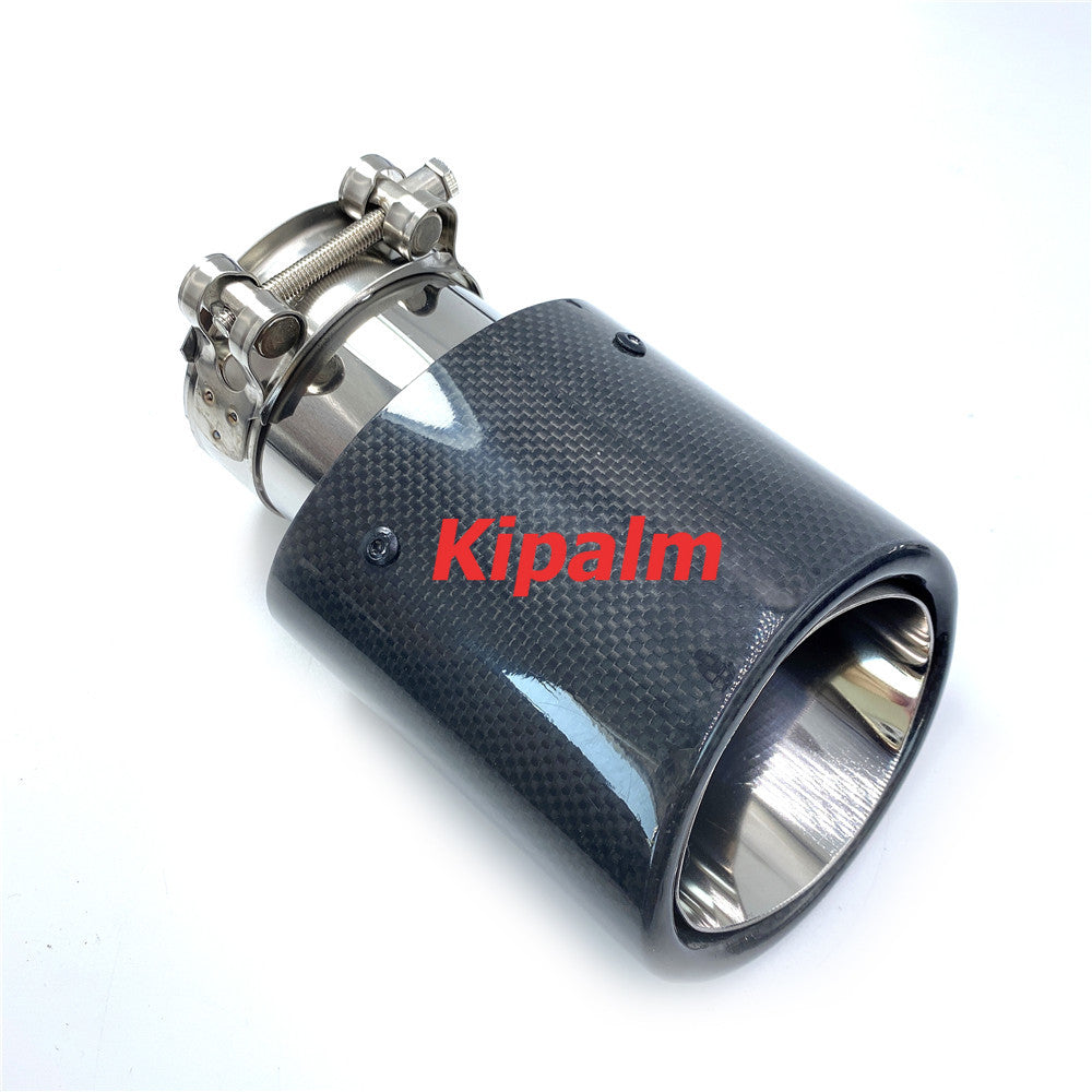 1 PCS Car Universal Oval Remus Gloss Carbon Fiber Exhaust Tips with Logo for BMW Benz AUDI HYUNDAI