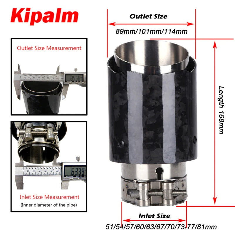 Kipalm Forged Carbon Fiber Akrapovic Authentic Cover Muffler Pipe Tip Car Universal Exhaust Pipe TailPipe