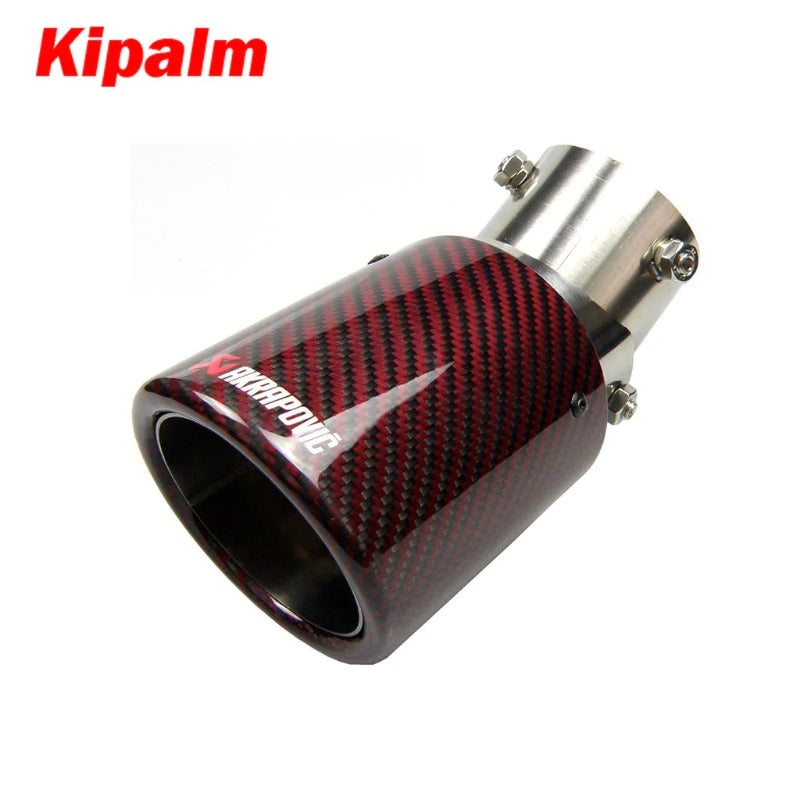 Kipalm Red Angle Adjustable Akrapovic Tips Carbon Fibre Car Exhaust Pipe Curly Edge muffler for Kicks Livina Juke Sentra Teana