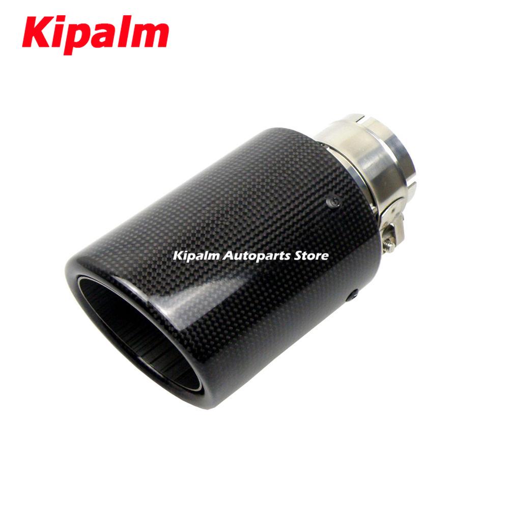1PCS Universal Glossy Carbon Fiber + 304 Stainless Steel Akrapovic Style Car Exhaust Muffler Tip Without Logo