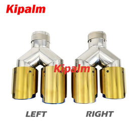 1PC Universal Golden Dual Burnt Blue Stainless Steel Exhaust Tip Double End Pipe for BMW BENZ VW Golf TOYOTA