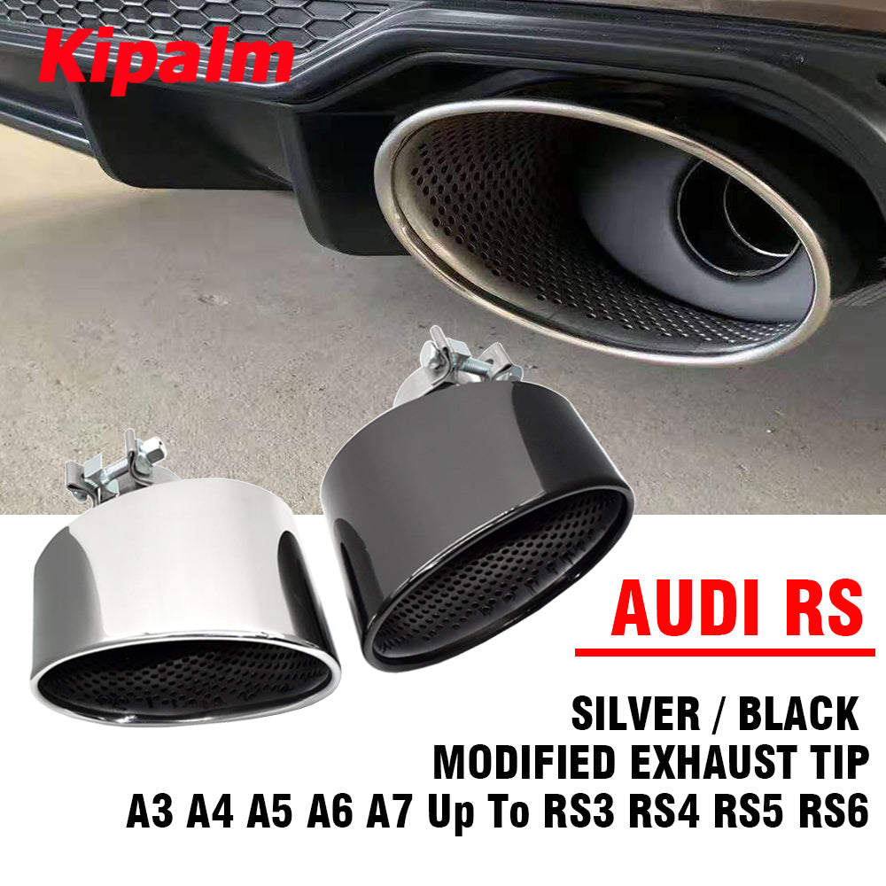 Audi Stainless Steel Oval Exhaust Pipe for A3 A4 A5 A6 A7 Up To RS3 RS4 RS5 RS6 RS7 Car Muffler Tip