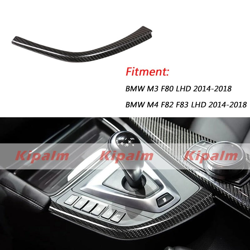 For BMW 2014-2018 LHD M3 M4 F80 F82 F83 Real Carbon Fiber Car Gear Shift Panel Side L  Strips Trim