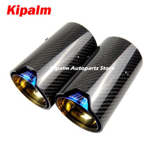 Load image into Gallery viewer, 1PCS Universal M LOGO 150mm length Burnt Blue Carbon Fiber Exhaust tips For M Performance exhaust pipe For BMW Exhaust tips