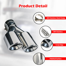 Load image into Gallery viewer, 1 Pair Double-layer Polished Stainless Steel Dual Exhaust Tips Universal Car Curly Edge Muffler Tail Pipes