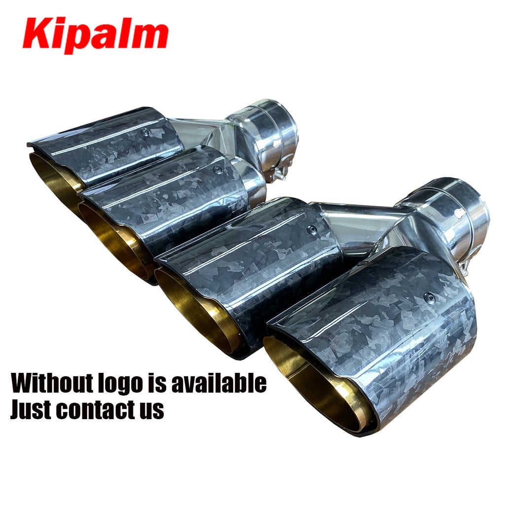 Kipalm Dual Forging Carbon Fiber Exhaust Pipe Muffler Tip with Golden Chrome Stainless Steel Inner Pipe