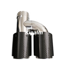 Load image into Gallery viewer, Dual Pipe h Style  Carbon Fiber + Stainless Steel Universal Auto Exhaust Muffler Tips Double End Pipe for BMW BENZ VW Golf