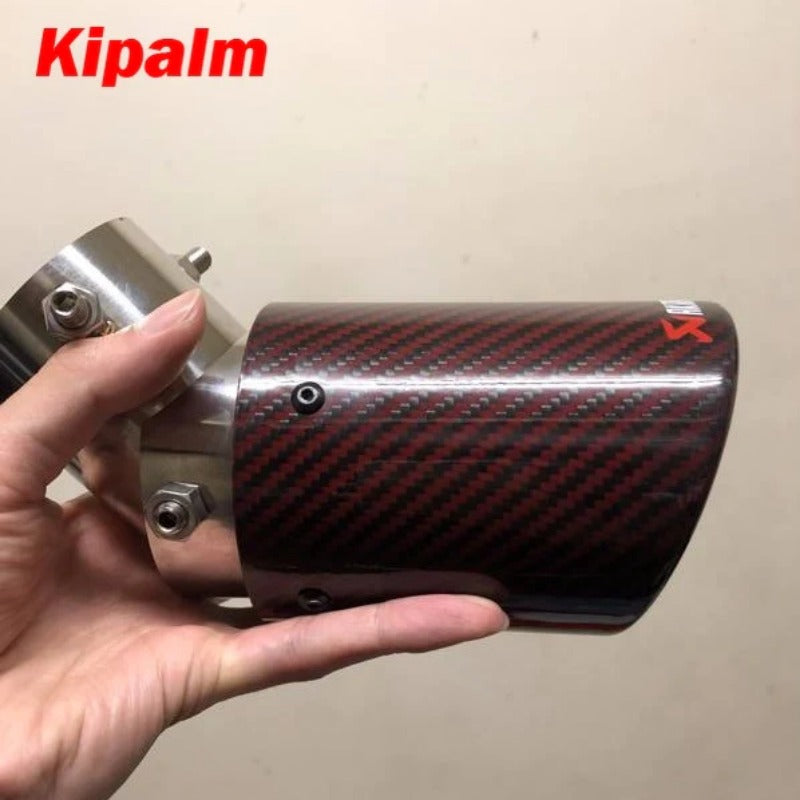 Kipalm Red Angle Adjustable Akrapovic Tips Carbon Fibre Car Exhaust Pipe Curly Edge muffler for Kicks Livina Juke Sentra Teana