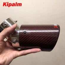 Load image into Gallery viewer, Kipalm Red Angle Adjustable Akrapovic Tips Carbon Fibre Car Exhaust Pipe Curly Edge muffler for Kicks Livina Juke Sentra Teana