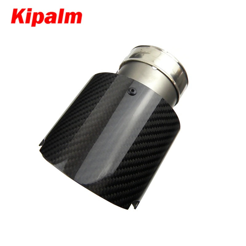 Kipalm Straight Edge Sand Blasting Stainless Steel Four Slots Carbon Fiber Exhaust Tip Muffler for BENZ BMW AUDI