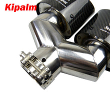 Load image into Gallery viewer, 1 PC Exhauts Dual pipe Carbon fiber Stainless steel Burnt Black Oval Exhaust Muffler tips