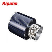 Load image into Gallery viewer, Unique Blue Carbon Fibre Car Exhaust Pipe Muffler Tip Glossy Twill Carbon Fiber Mirror-Polished T304 Stainless Steel Tips