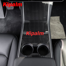 Load image into Gallery viewer, Real Hard Carbon Fiber Center Console Cover Trim Sticker for Tesla Model 3 Interior Modification 2017-2020