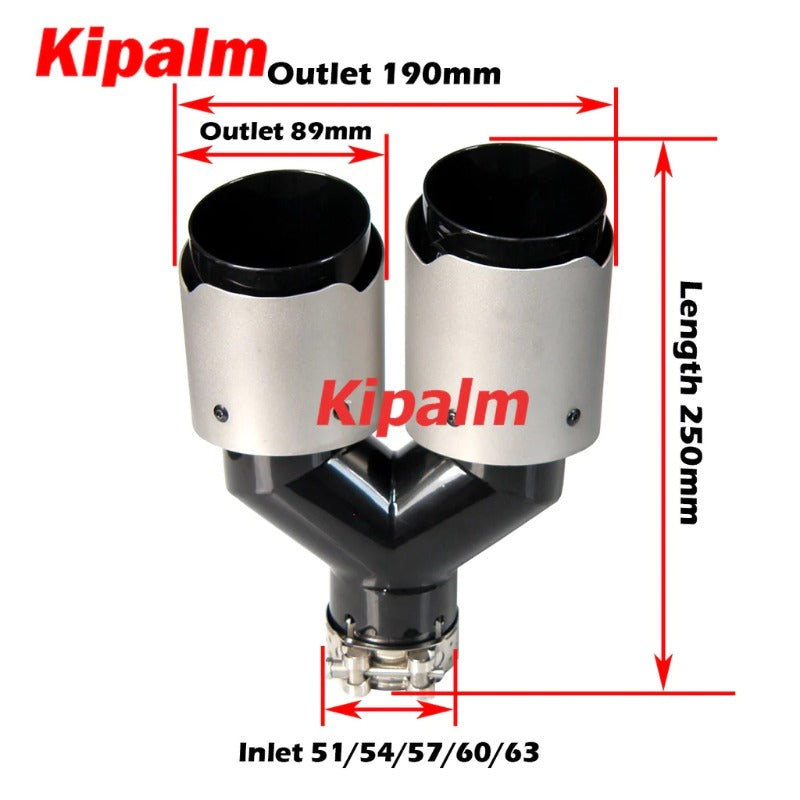 Y Style Dual Black Matte Stainless Steel  Exhaust Tips Akrapovic End Pipes Muffler Tips