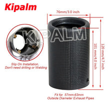 Load image into Gallery viewer, Car Universal Adjustable Carbon Fiber Cover Muffler Pipe Tip Carbon Fiber Case Exhaust Tip Housing with Circlip 57-63mm Ak Logo