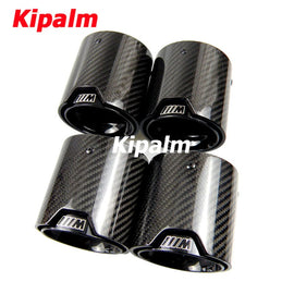 4PCS Black Stainless Steel Gloss Carbon Fiber Performance Exhaust Muffler Tips for BMW M5 F90