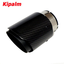 Load image into Gallery viewer, Glossy Twill Carbon Fibre Car Exhaust Tip Black Coated Stainless Steel Muffler Tip Tail Pipe For BMW BENZ AUDI Car Accessories