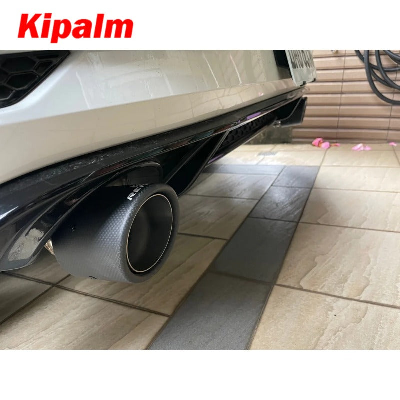 1PC Remus Carbon Fiber Exhaust Pipe Matte Black with Curly Edge for Wolf Muffler