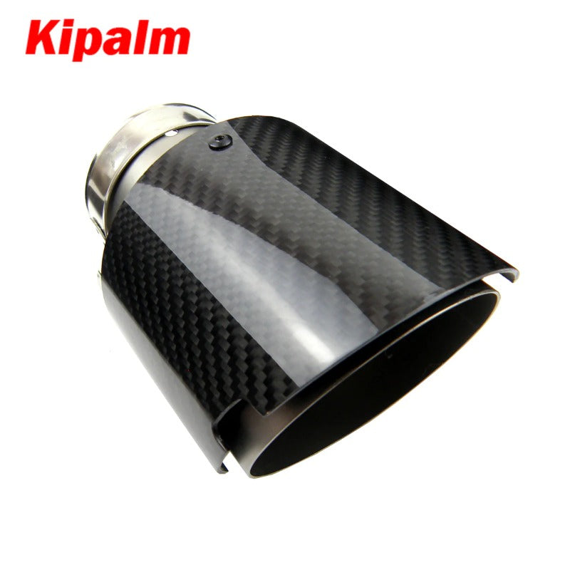 Kipalm Straight Edge Sand Blasting Stainless Steel Four Slots Carbon Fiber Exhaust Tip Muffler for BENZ BMW AUDI