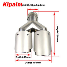 Load image into Gallery viewer, Kipalm Y-style Dual Carbon Fiber Muffler Tips Stainless Steel Double End Pipe for Car Twin Tips Exhaust Pipe