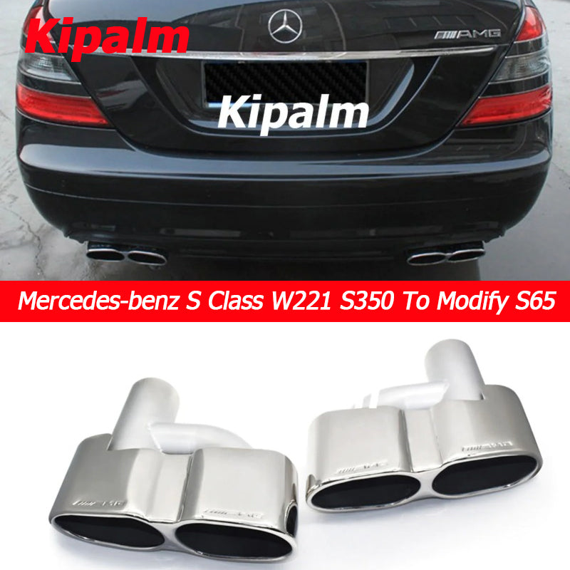 1 Pair 304 Stainless Steel Dual Exhaust Tip Mercedes-benz S Class W221 S350 To Modify S65 h-Style Muffler Pipe